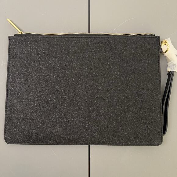 NWOT KATIE LOXTON Stardust Womens Vegan Wristlet Strap Clutch 11.5" Black - Picture 2 of 11